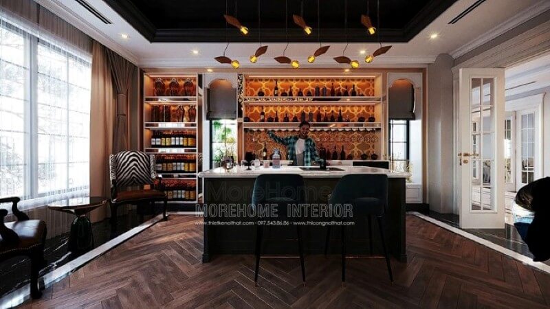 Quầy bar tại nhà đẹp sang trọng cho biệt thự, nhà phố. Thiết kế nội thất