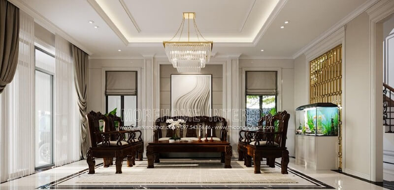 Tranh in canvas treo tường đẹp tạo điểm nhấn ấn tượng cho phòng khách. Thiết kế nội thất