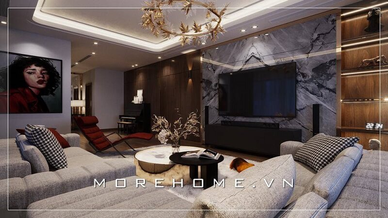 Phòng khách nơi đón tiếp bạn bè, người thân của gia chủ nên luôn được quan tâm chú trọng phần thiết kế nội thất phòng khách hiện đại để nâng tầm vẻ đẹp không gian sống gia đình bạn Thiết kế nội thất
