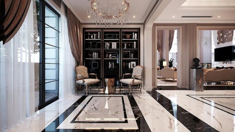 Kệ trang trí để sách, đồ lưu niệm đẹp cho biệt thự, nhà phố. Thiết kế nội thất