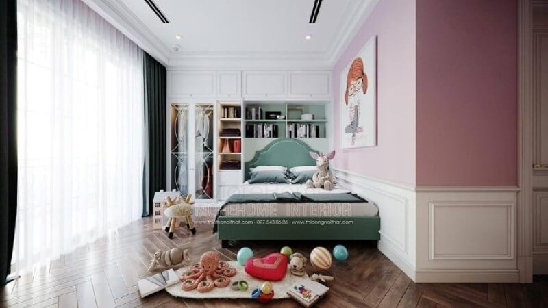 Tủ quần áo liền kệ để đồ đẹp, sang trọng co phòng con gái. Thiết kế nội thất