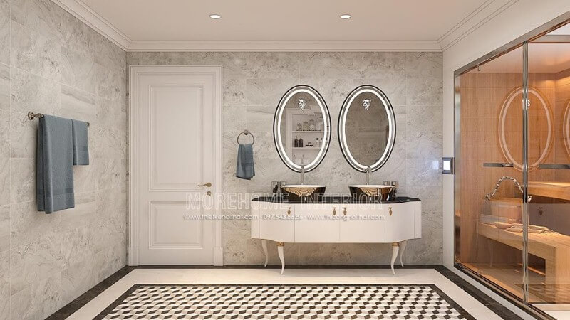 Trang trí phòng tắm ấn tượng với gương đèn led hắt sáng hình elip cao cấp. Thiết kế nội thất