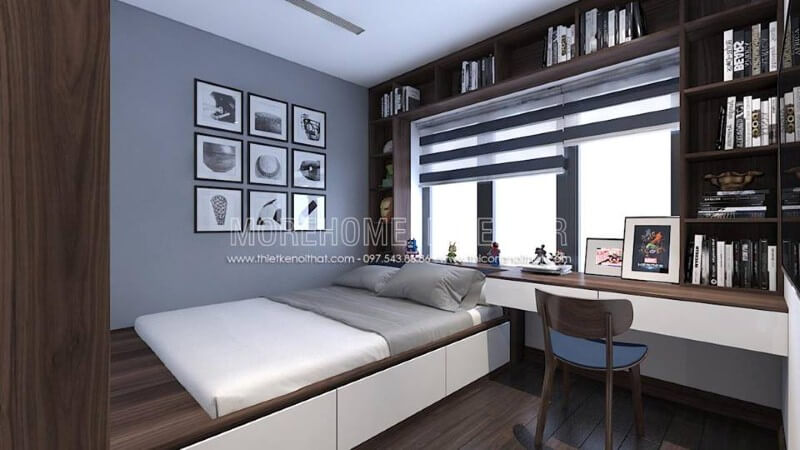 Ánh sáng được tận dụng tối đa giúp phòng trẻ luôn được thông thoáng. Thiết kế nội thất nhà liền kế đẹp sang trọng