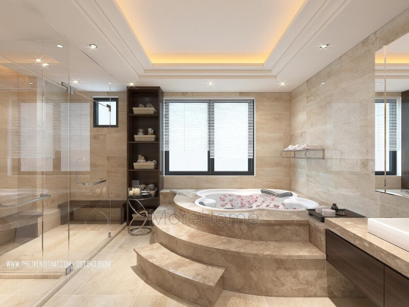 Nội thất phòng tắm hiện đại với thiết kế ấn tượng, thu hút bởi vẻ đẹp sang trọng và tiện nghi cho nhà phốchung cư Thiết kế phòng tắm