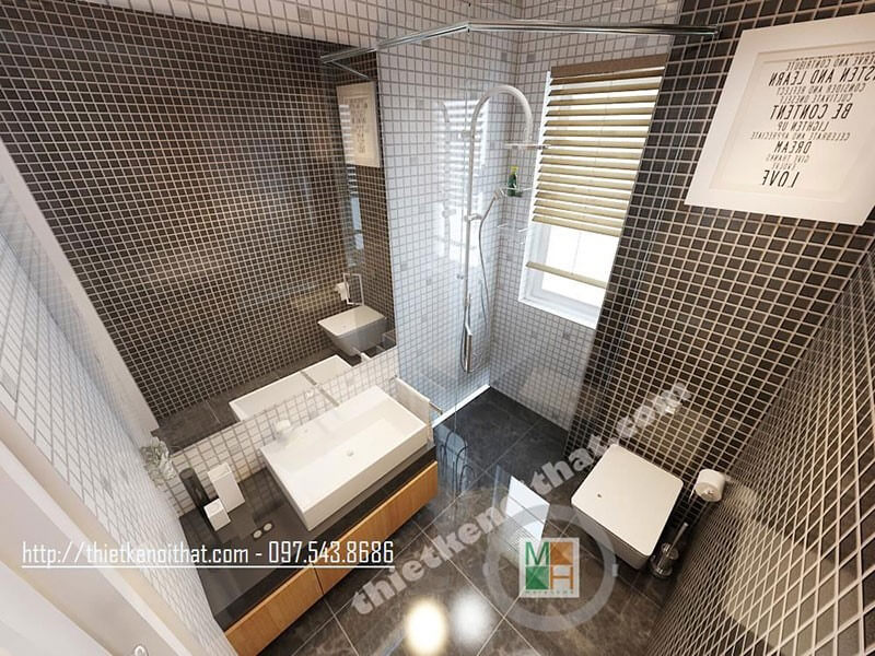 Thiết kế phòng tắm với vật liệu kính cường lực tạo nên không gian phòng thoáng mát và rộng rãi hơn Thiết kế phòng tắm