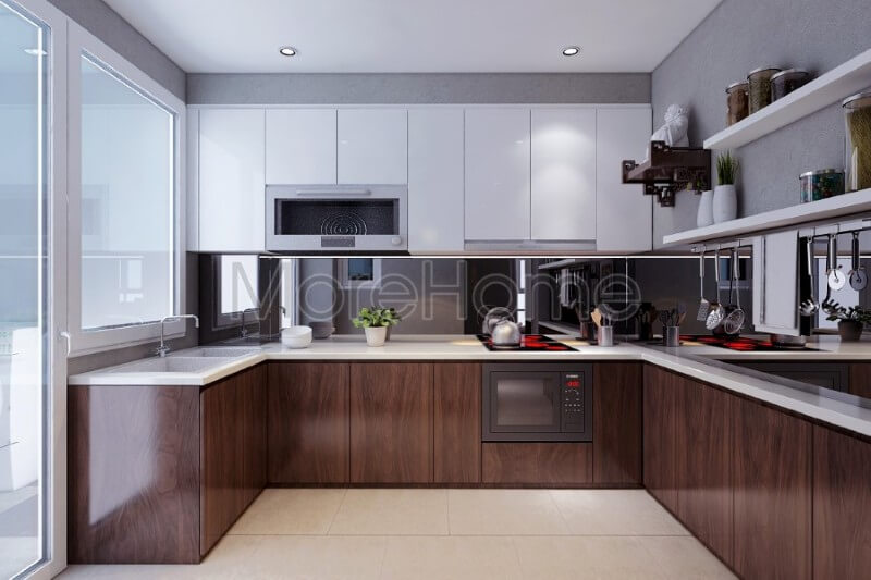 Thiết kế nội thất phòng bếp chung cư phong cách hiện đại Nội thất phòng bếp căn hộ hiện đại