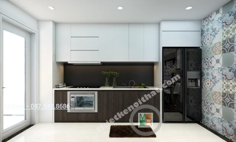 Mẫu thiết kế nội thất nhà bếp chung cư hiện đại và tiện nghi Nội thất phòng bếp chung cư