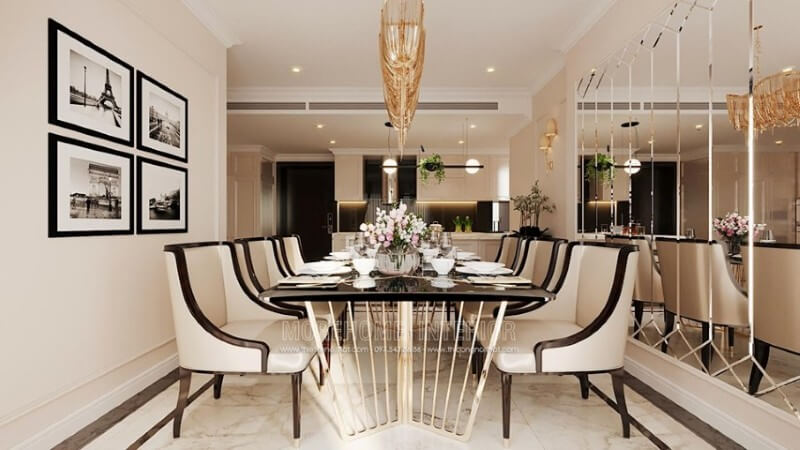 Nội thất phòng ăn chung cư phong cách tân cổ điển Nội thất phòng ăn chung cư