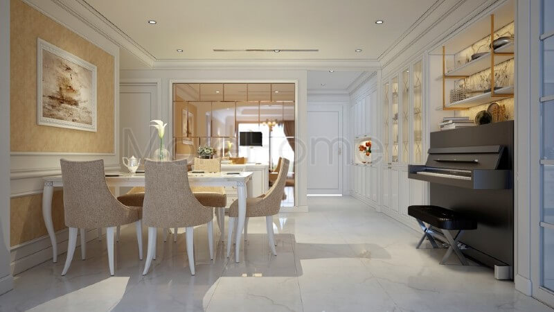 Nội thất phòng ăn chung cư nhẹ nhàng, đơn giản nhưng vẫn tạo được điểm nhấn Nội thất phòng ăn chung cư