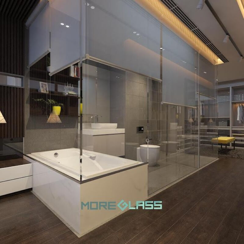 Thiết kế phòng tắm chung cư, biệt thự cao cấp với kính cường lực an toàn mang phong cách hiện đại Thiết kế nội thất phòng tắm chung cư