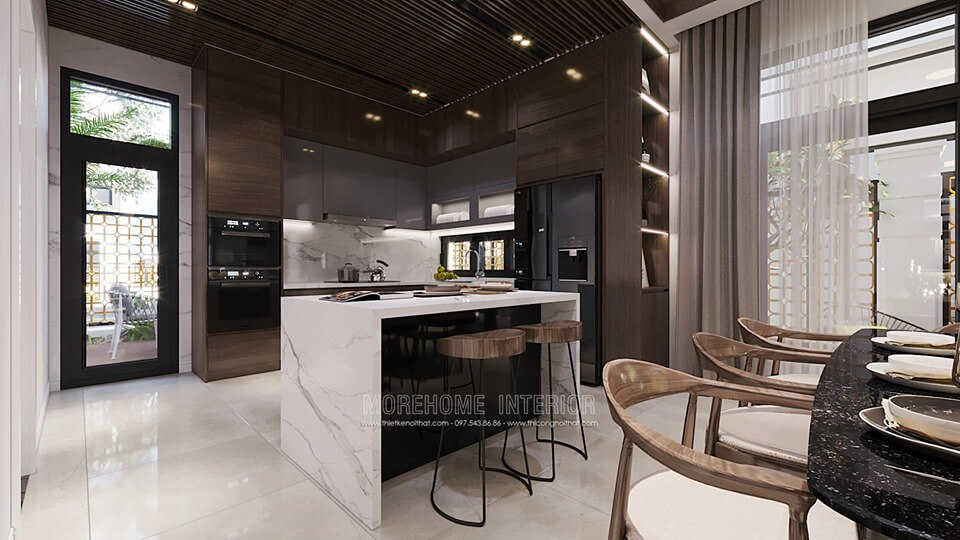 Thiết kế nội thất phòng bếp biệt thự