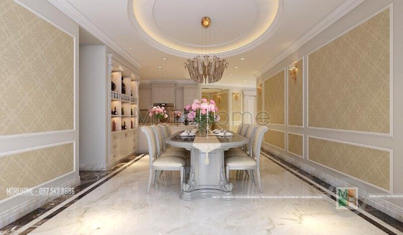 Nội thất phòng ăn chung cư cao cấp ấn tượng và độc đáo với phong cách tân cổ điển Thiết kế nội thất phòng ăn chung cư